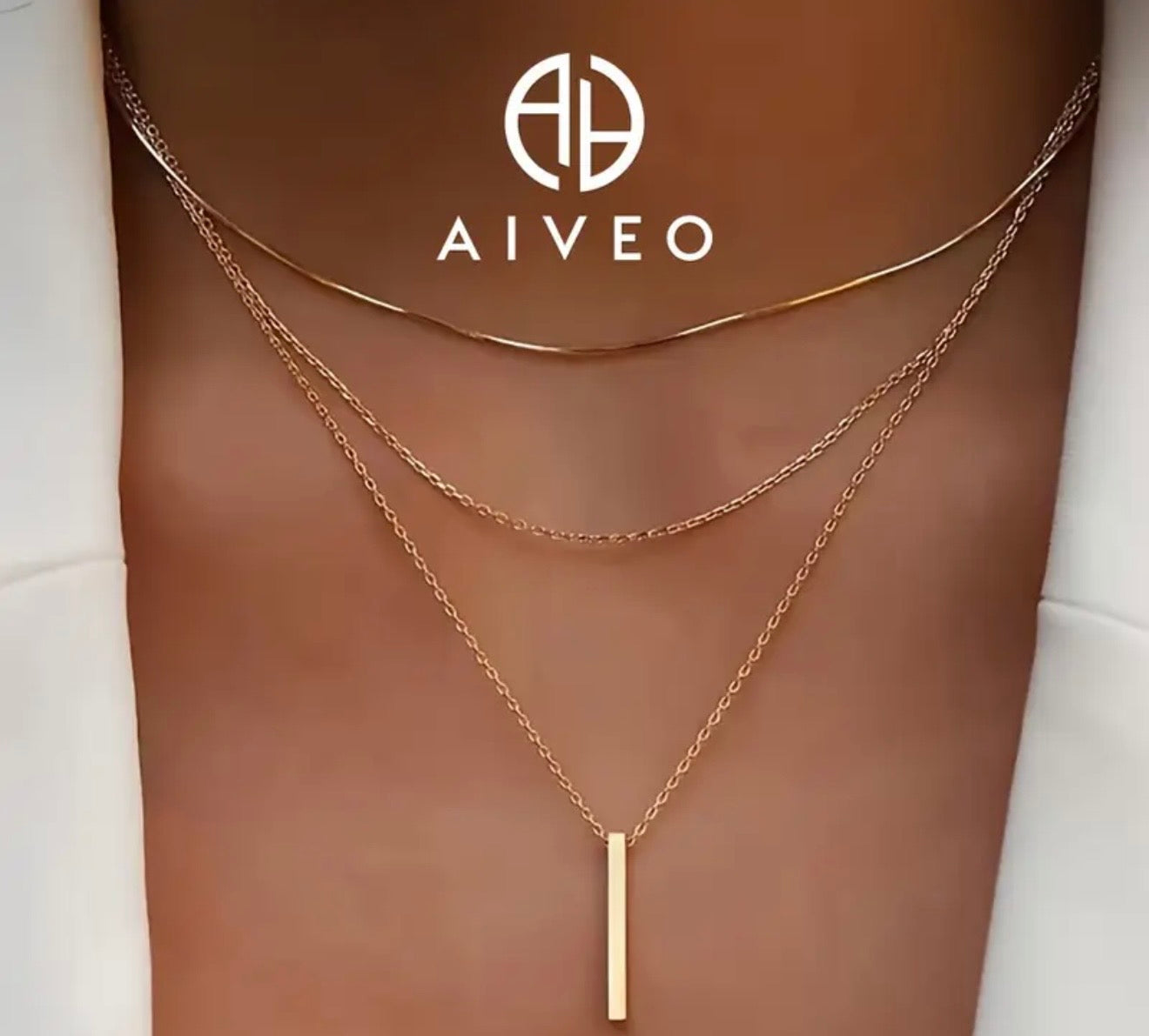 AIVEO high-quality stainless steel Golden Women's stacked necklace, -fading, comfortable and versatile, simple and elegant, fashionable Women's necklaces and jewelry accessories for daily wear parties, are exquisite gifts for women.