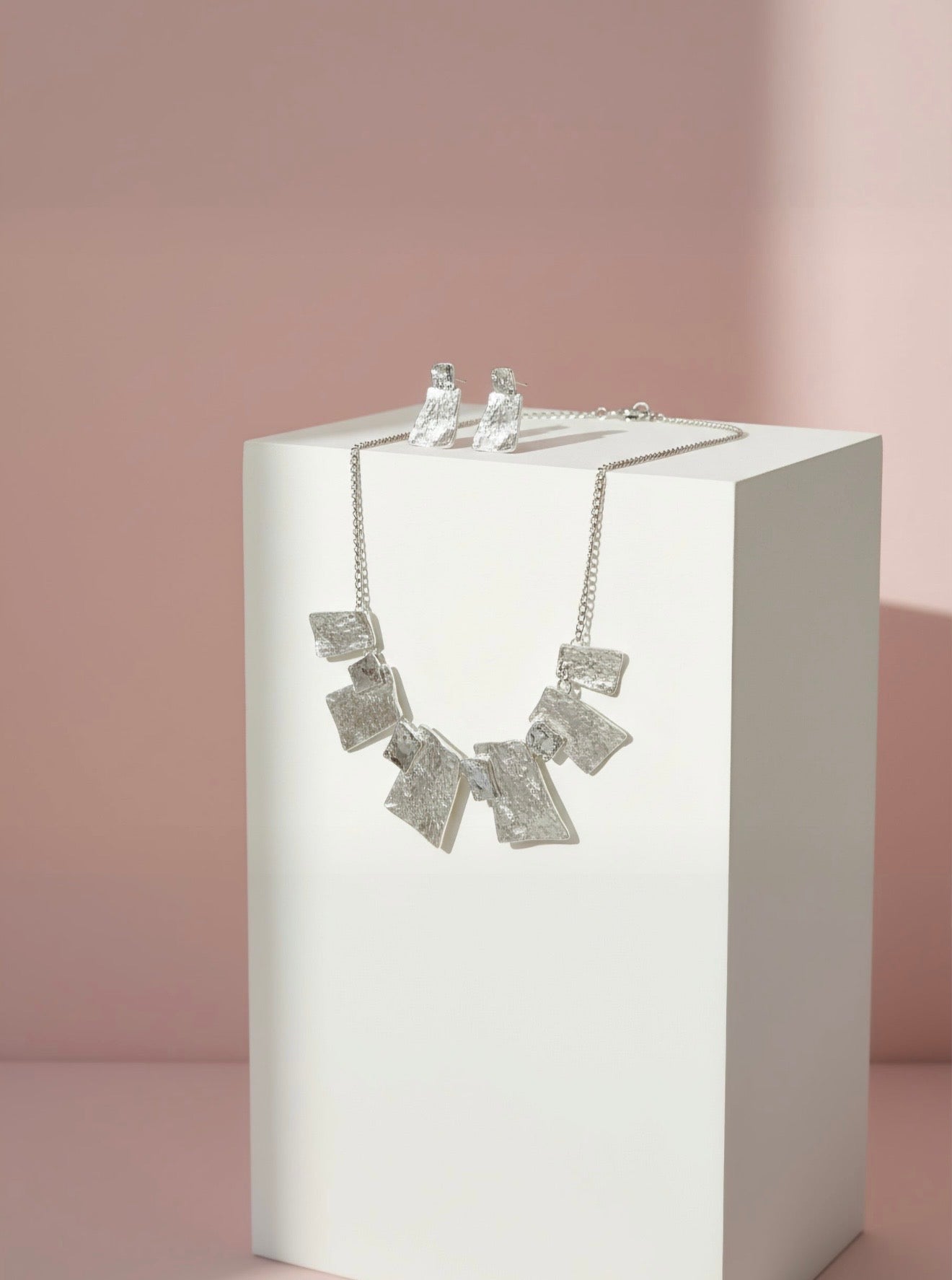 Abstract Squares Necklace & Earrings Set