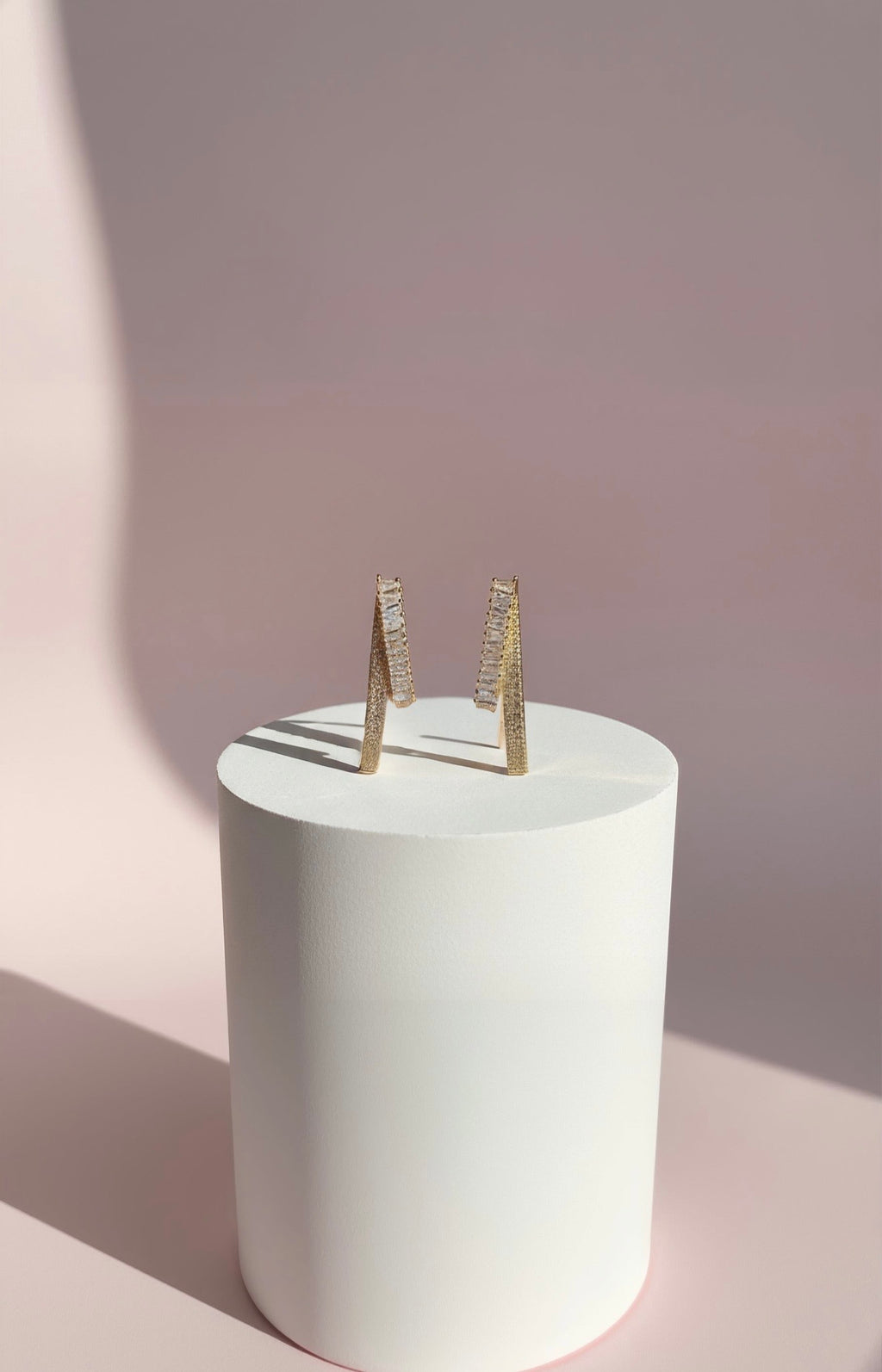 Ribbon Crystal Long Earrings