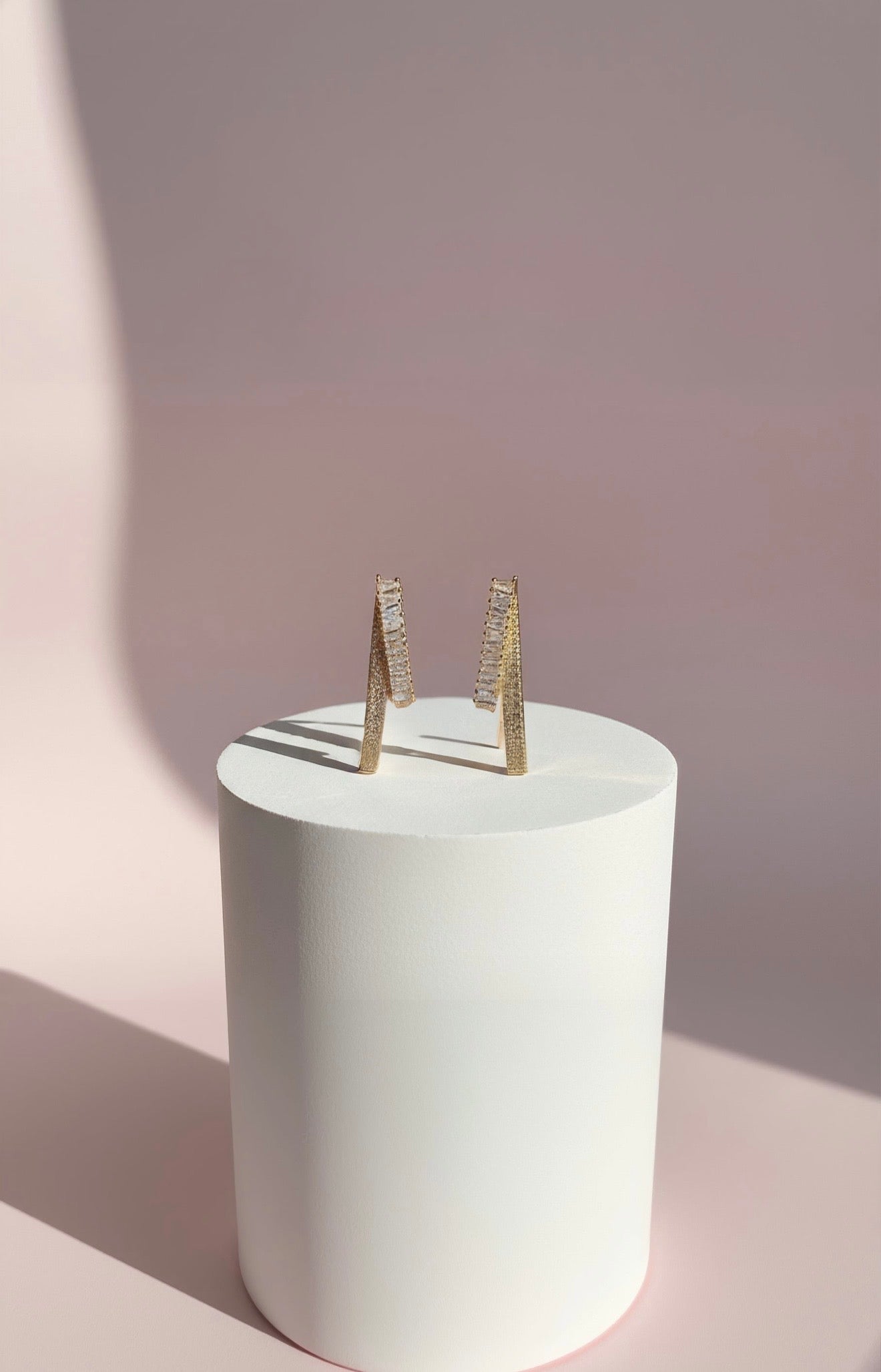 Ribbon Crystal Long Earrings