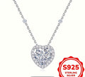 925 Sterling Silvery 3.5g/0.106oz Simple Sparkling Heart Design Synthetic Zirconia Pendant Necklace.