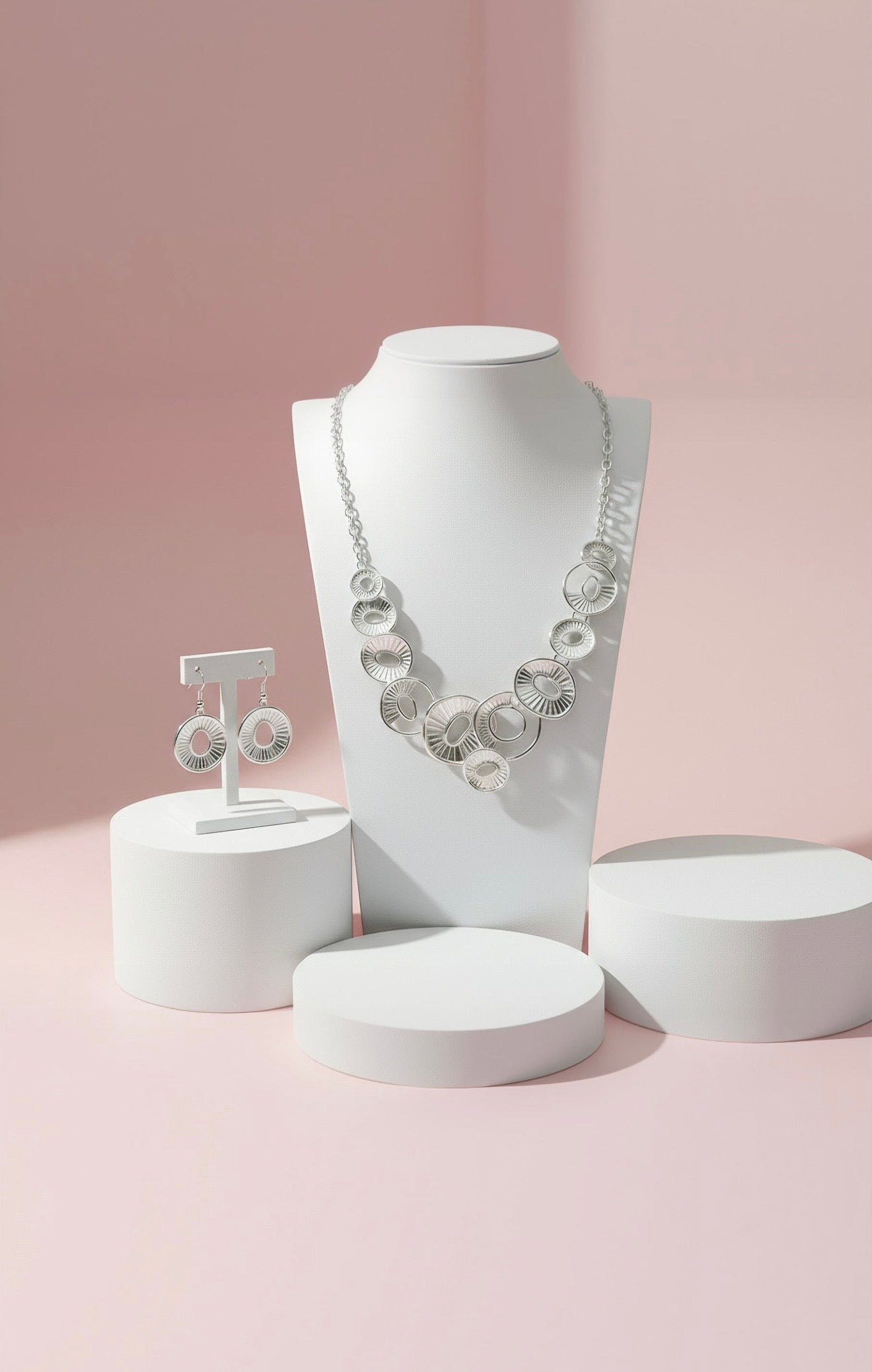 Abstract Oval Necklace & Earrings Set