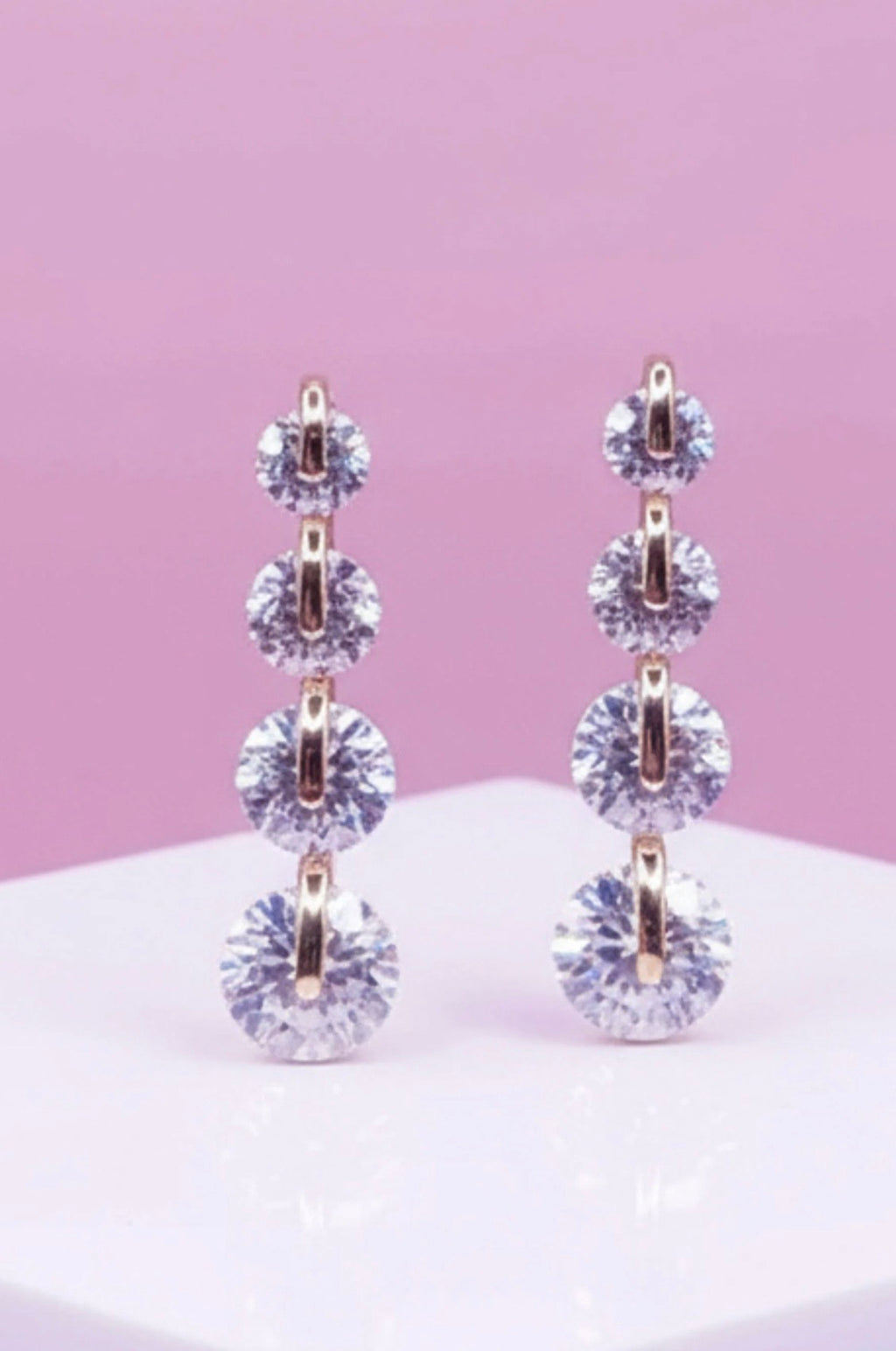 Brilliant Cut Long Crystal Stud Earrings