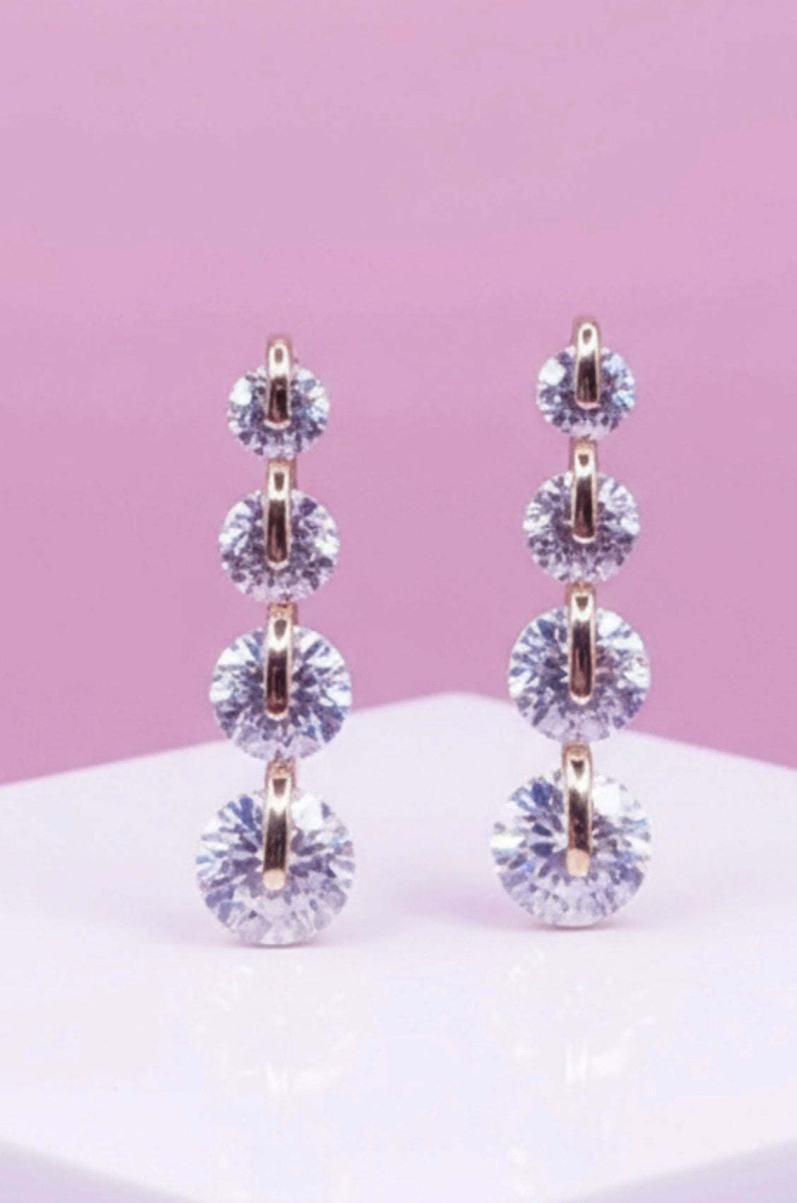 Brilliant Cut Long Crystal Stud Earrings