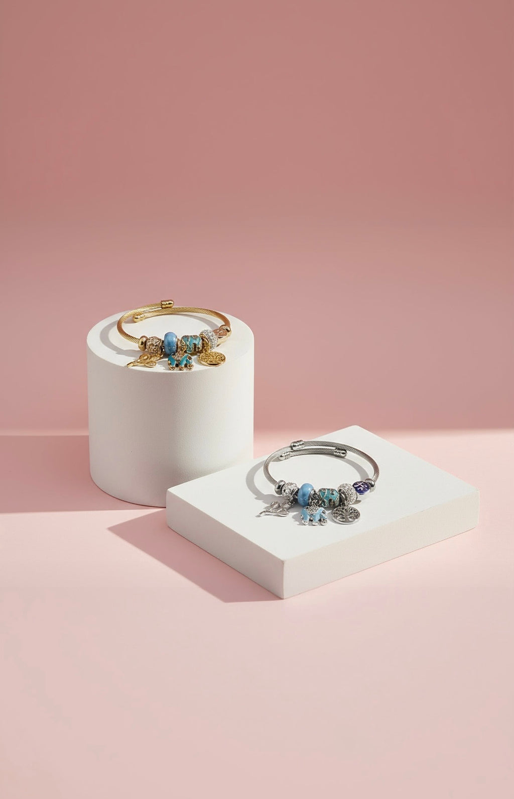 Tree Of Life With Blue Elephant Crystal Charm Breaded Bracelet