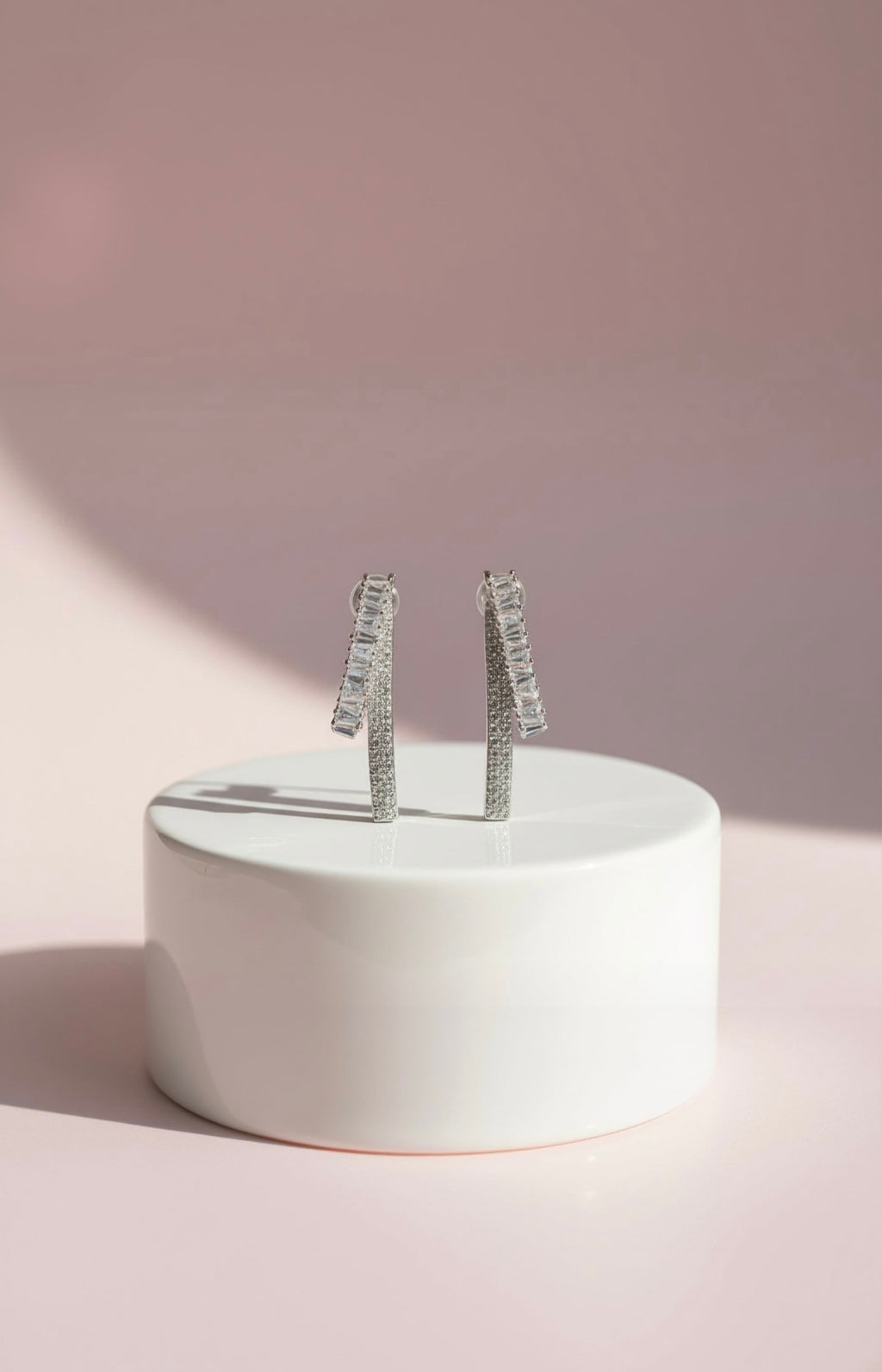 Ribbon Crystal Long Earrings